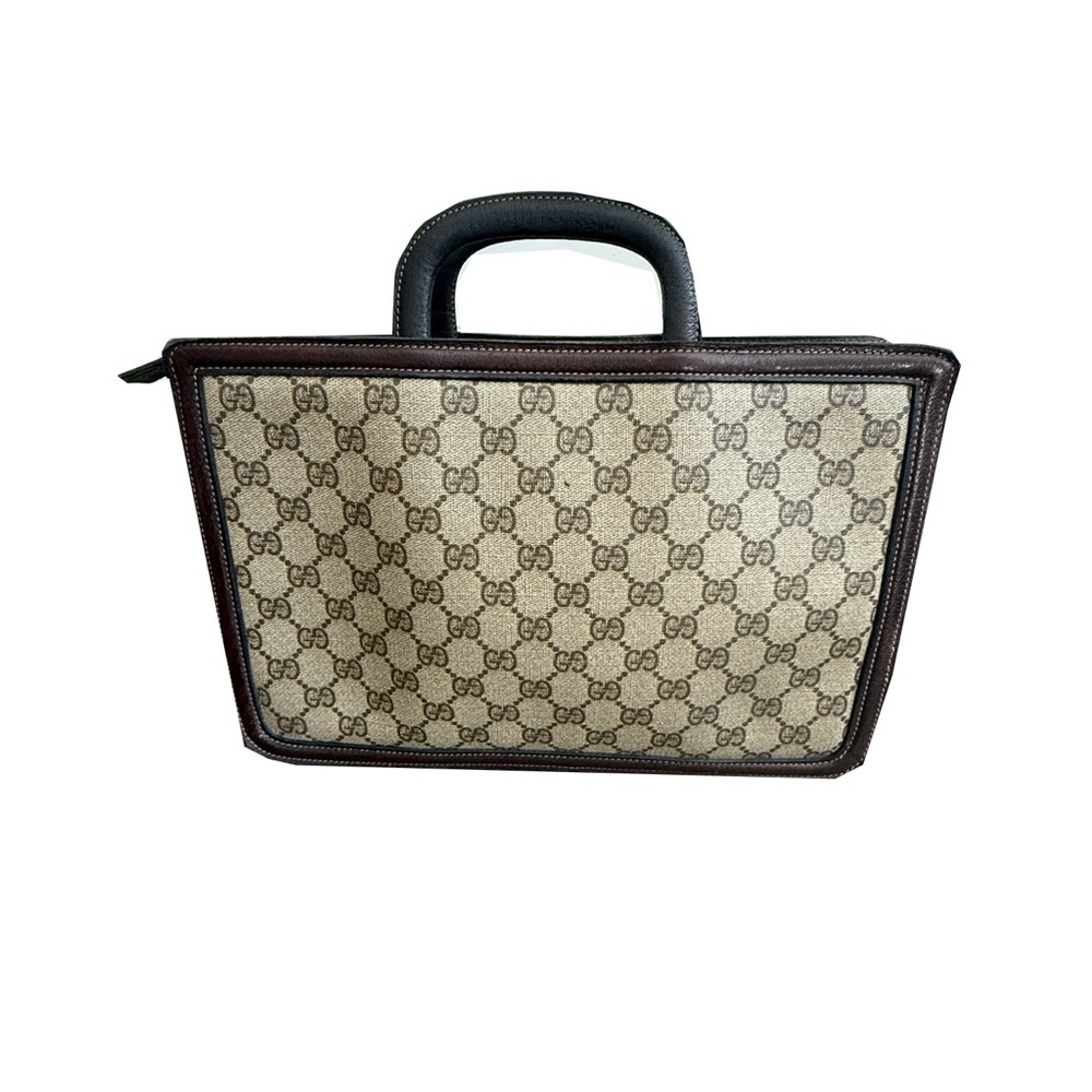 Gucci Tan and Black Monogram Tote